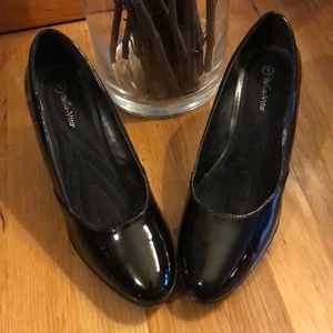 Black patent heels